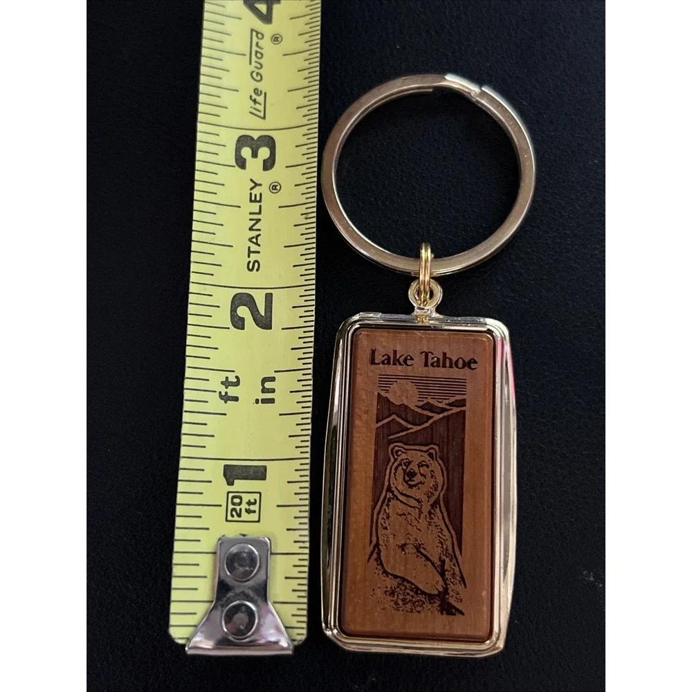Lake Tahoe Bear Souvenir‎ Keychain Accessory USA Wood Engraved and Metal